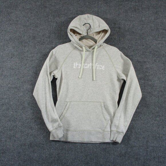 North Face Sweater Womens Medium Ivory Pull Over Hoodie Hike Outdoors Fleece - Picture 1 of 14